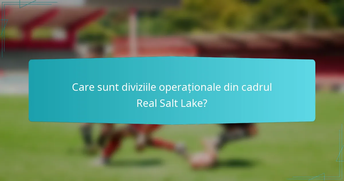 Care sunt diviziile operaționale din cadrul Real Salt Lake?