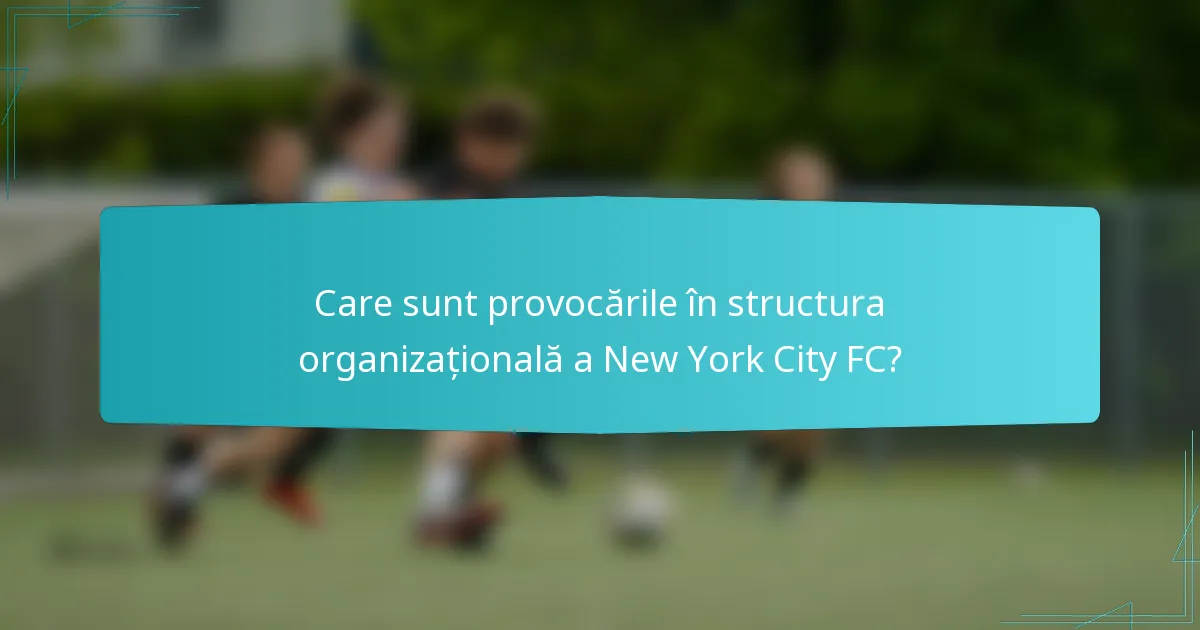 Care sunt provocările în structura organizațională a New York City FC?