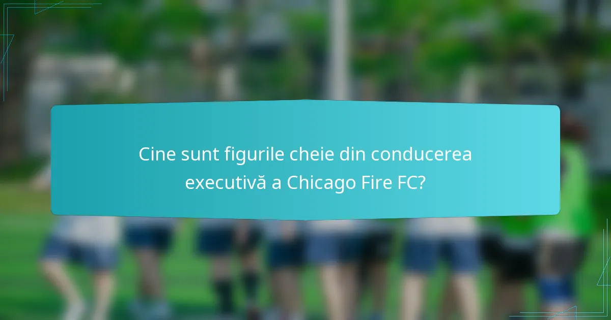 Cine sunt figurile cheie din conducerea executivă a Chicago Fire FC?