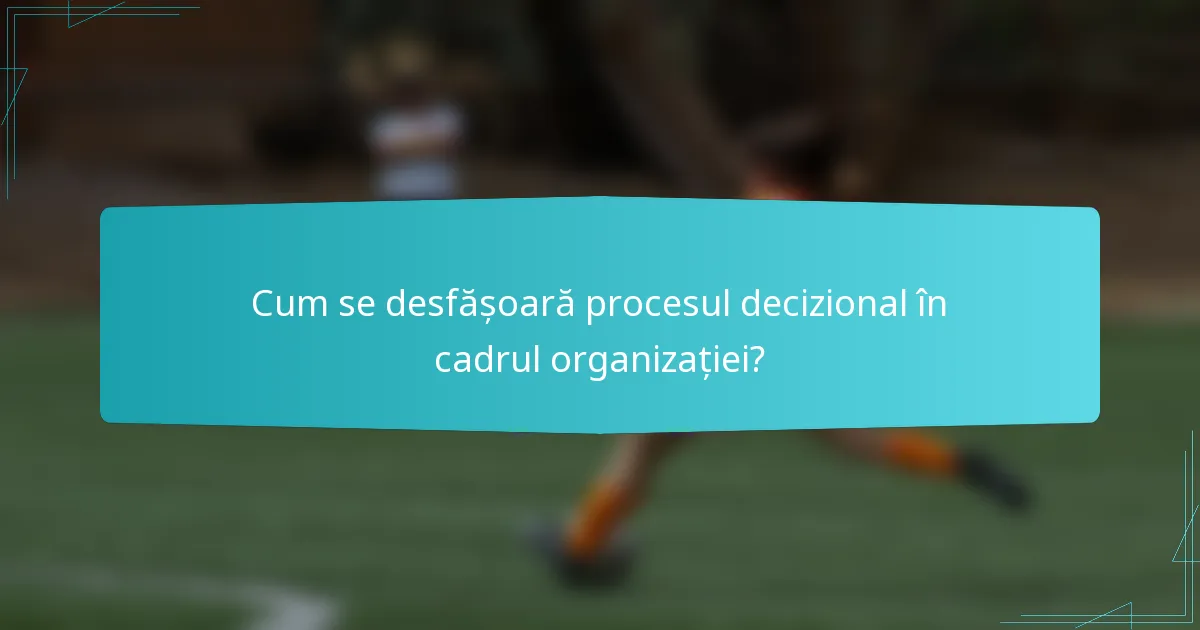 Cum se desfășoară procesul decizional în cadrul organizației?