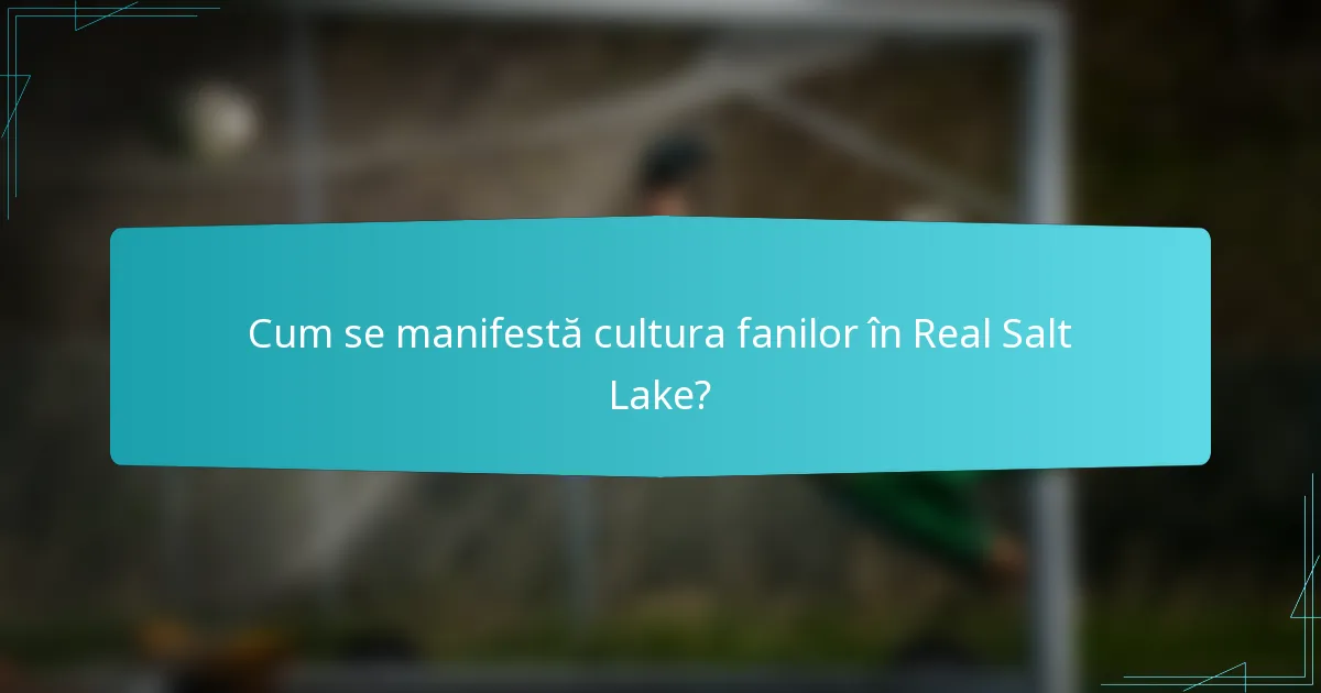 Cum se manifestă cultura fanilor în Real Salt Lake?